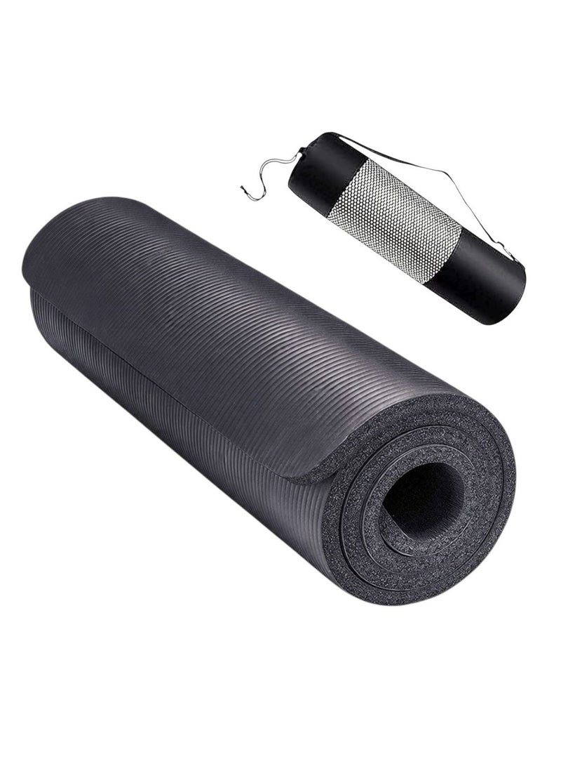 كيوشوب بساط يوغا اللتميت بريميوم مضاد للانزلاق بسماكة 10 ملم مع جراب مرفق مثالي للتمارين المتقطعة عالية الكثافة والبيلاتس واليوغا والعديد من التمارين المنزلية الاخرى من كيوشوب®️ - Image 1